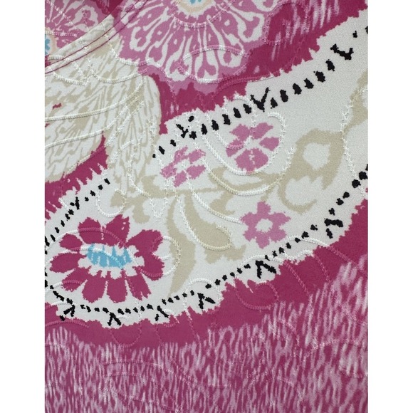 JM Collection Top XL Cute Floral Stretch Knit Short Sleeve Shirt Blouse Pink - Picture 3 of 8